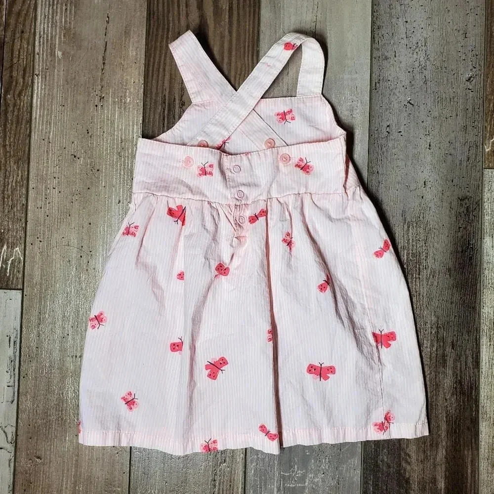 Just One You by Carter's Pink and White Striped Butterfly Dress Baby Girl 18m
